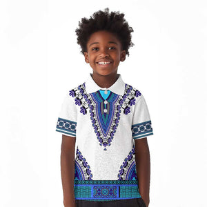 Africa Kid Polo Shirt African Dashiki Royal Blue Version