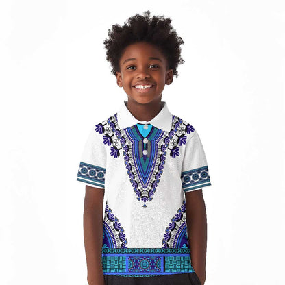 Africa Kid Polo Shirt African Dashiki Royal Blue Version