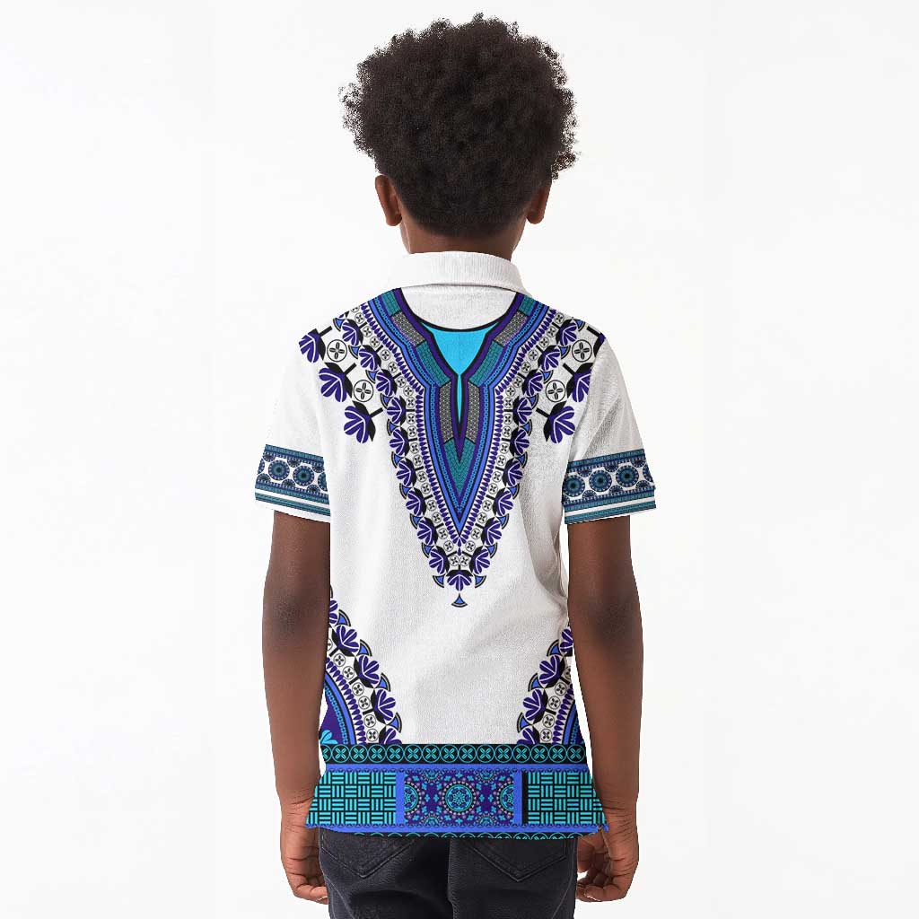 Africa Kid Polo Shirt African Dashiki Royal Blue Version
