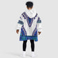 Africa KId Wearable Blanket Hoodie African Dashiki Royal Blue Version