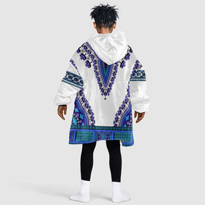 Africa KId Wearable Blanket Hoodie African Dashiki Royal Blue Version