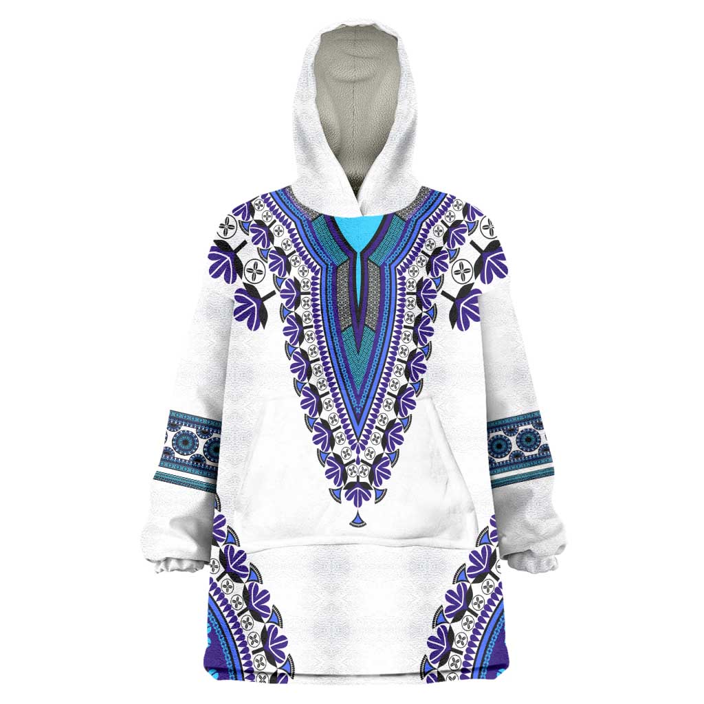 Africa KId Wearable Blanket Hoodie African Dashiki Royal Blue Version