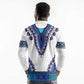 Africa Long Sleeve Polo Shirt African Dashiki Royal Blue Version