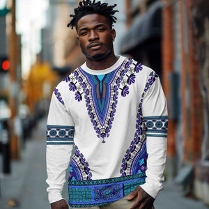 Africa Long Sleeve Shirt African Dashiki Royal Blue Version LT14