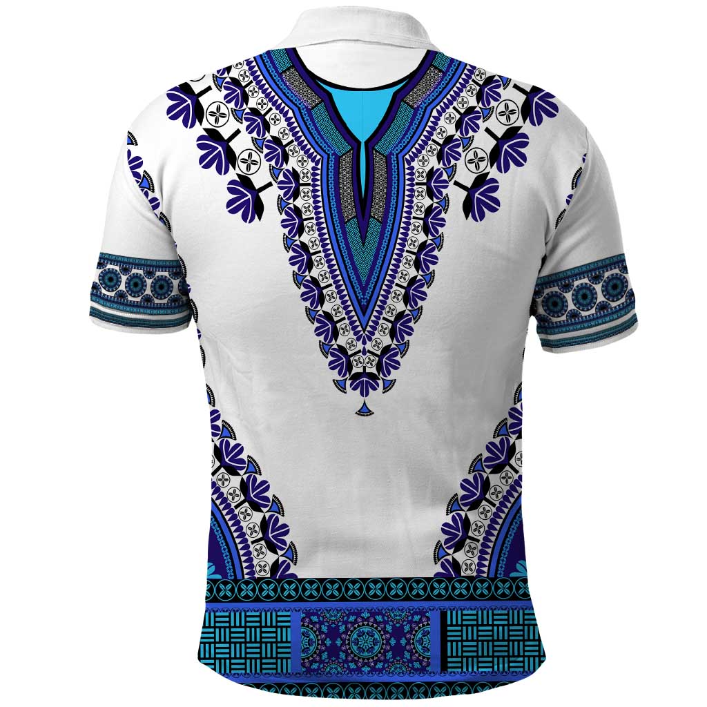 Africa Polo Shirt African Dashiki Royal Blue Version