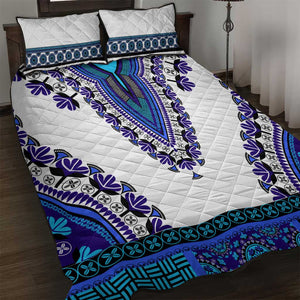 Africa Quilt Bed Set African Dashiki Royal Blue Version