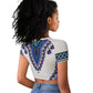 Africa Raglan Cropped T shirt African Dashiki Royal Blue Version