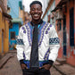 Africa Sleeve Zip Bomber Jacket African Dashiki Royal Blue Version