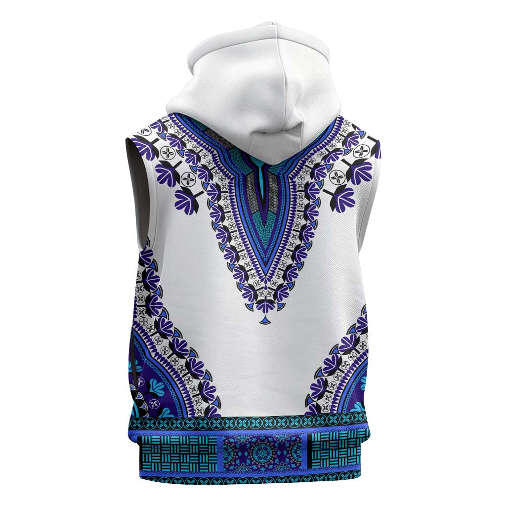 Africa Sleeveless Hoodie African Dashiki Royal Blue Version - African Pride