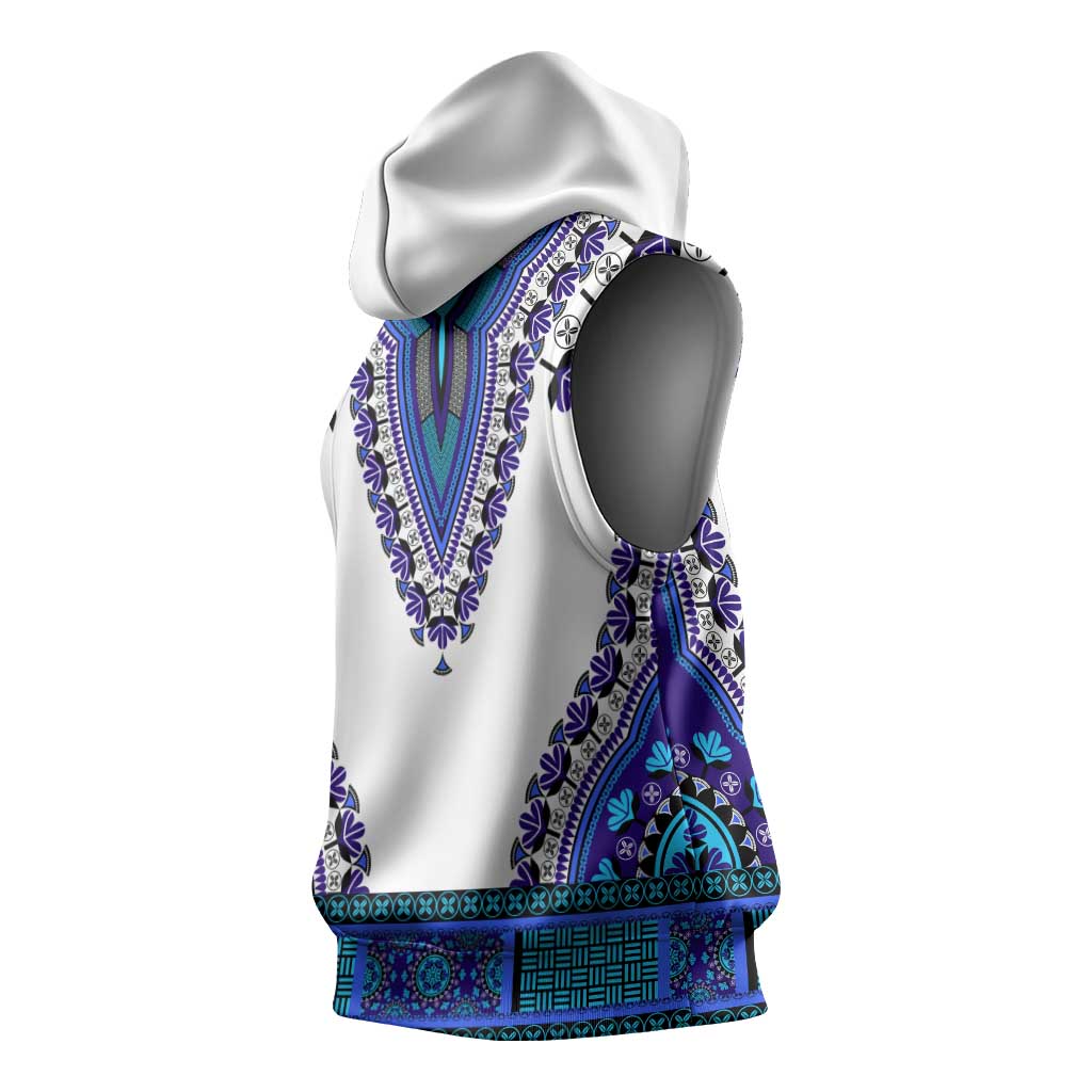 Africa Sleeveless Hoodie African Dashiki Royal Blue Version - African Pride