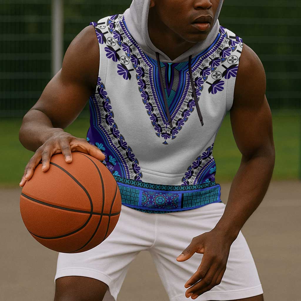 Africa Sleeveless Hoodie African Dashiki Royal Blue Version - African Pride