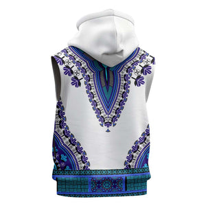 Africa Sleeveless Zip Hoodie African Dashiki Royal Blue Version - African Pride