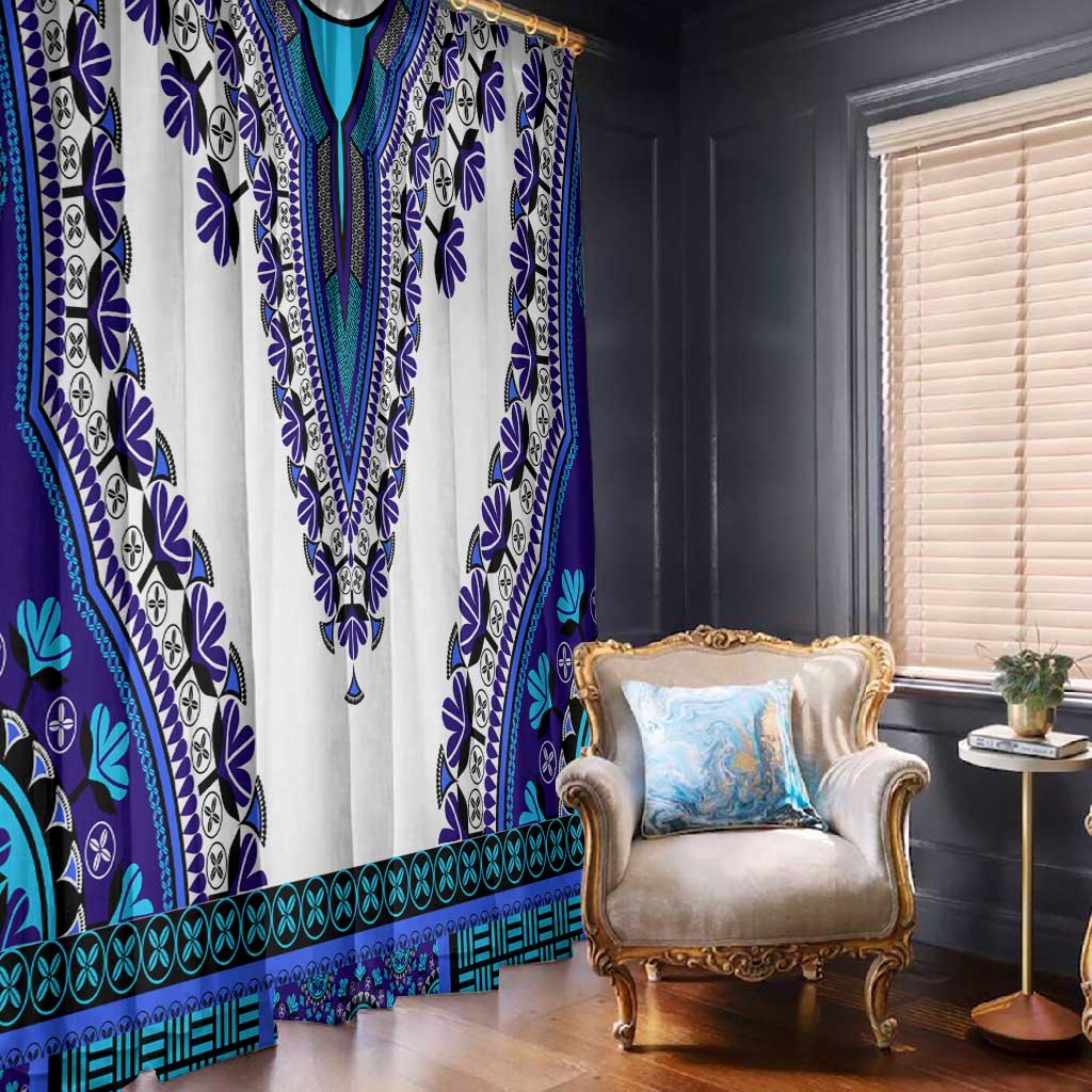 Africa Window Curtain African Dashiki Royal Blue Version