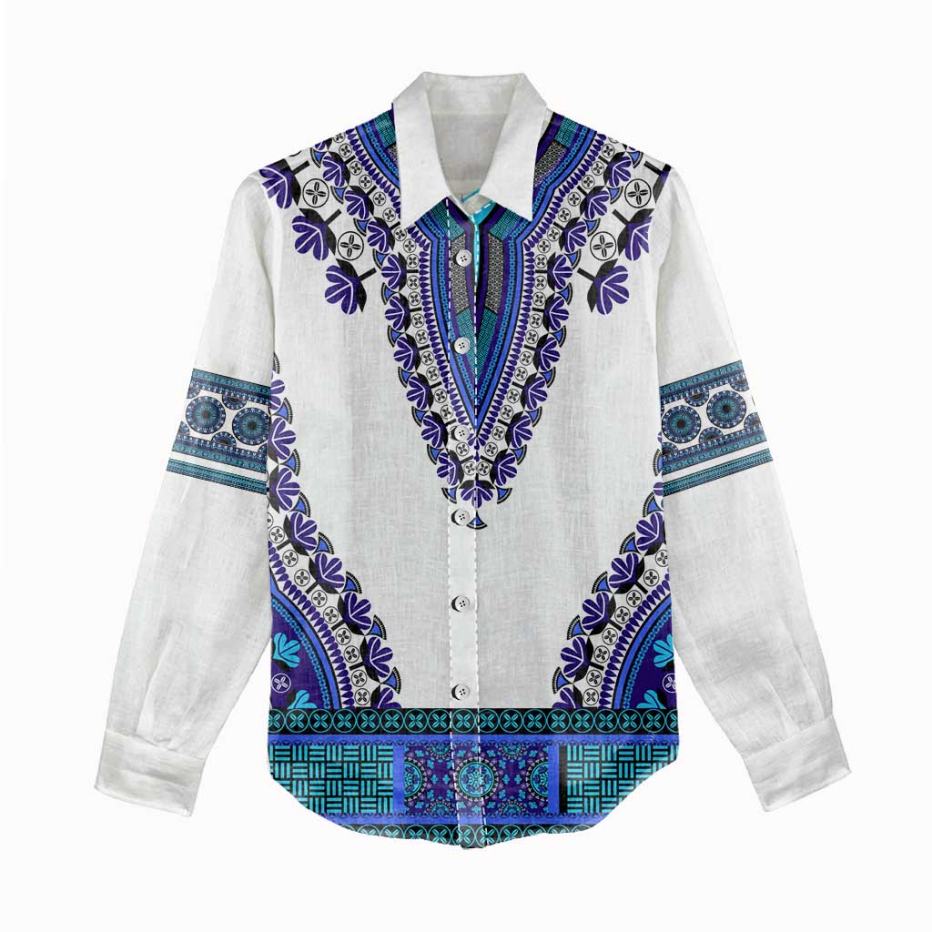 Africa Women Casual Shirt African Dashiki Royal Blue Version LT14