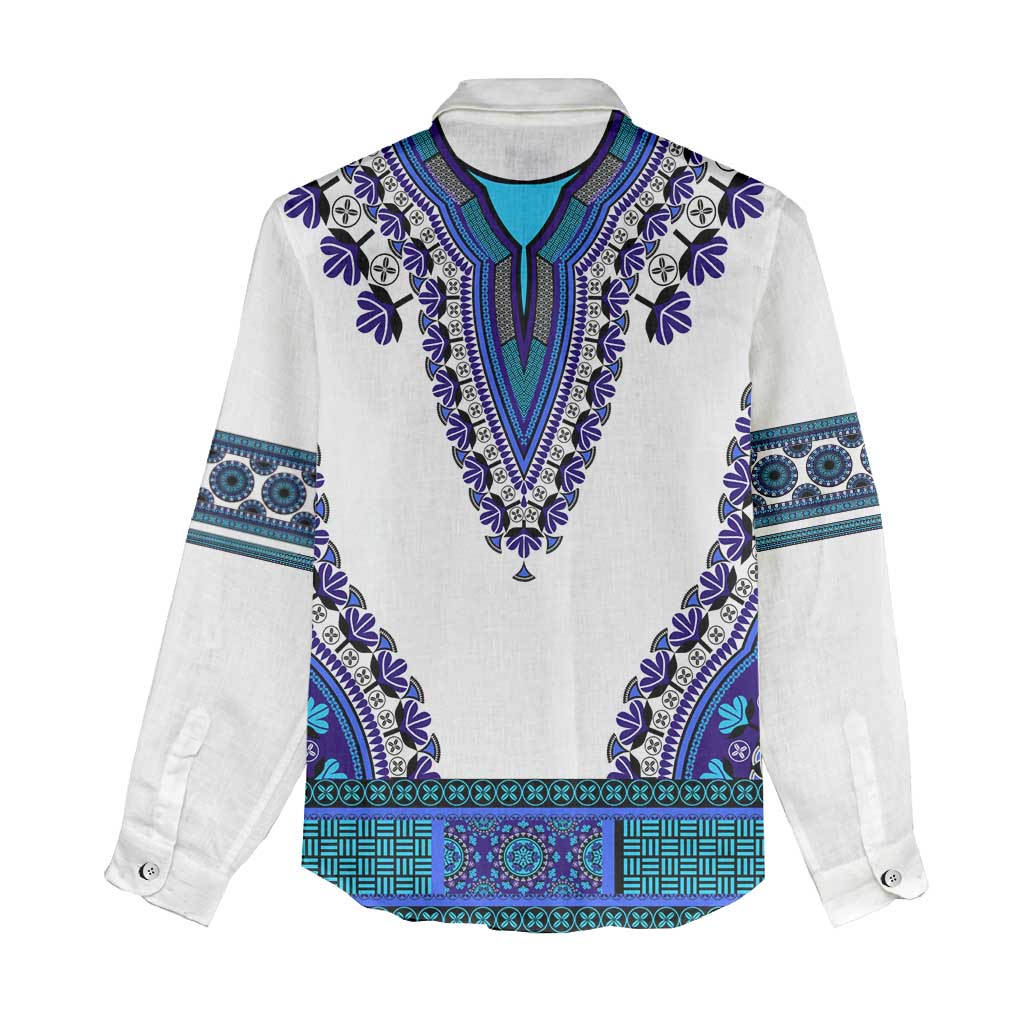 Africa Women Casual Shirt African Dashiki Royal Blue Version LT14