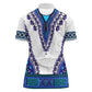 Africa Women Polo Shirt African Dashiki Royal Blue Version