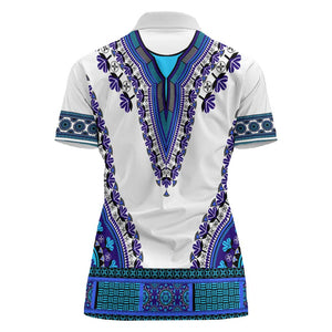 Africa Women Polo Shirt African Dashiki Royal Blue Version