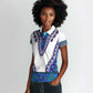 Africa Women Polo Shirt African Dashiki Royal Blue Version