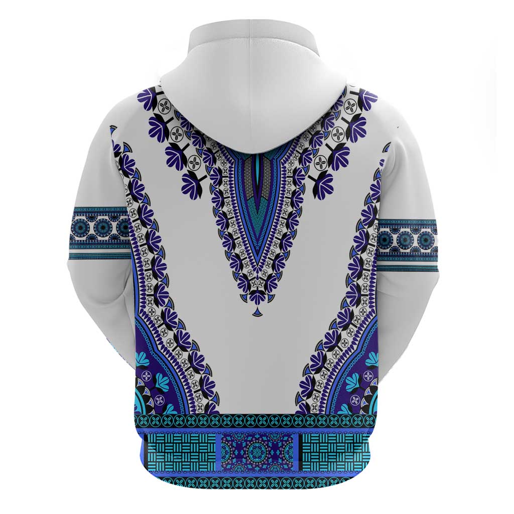 Africa Zip Hoodie African Dashiki Royal Blue Version