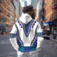 Africa Zip Hoodie African Dashiki Royal Blue Version