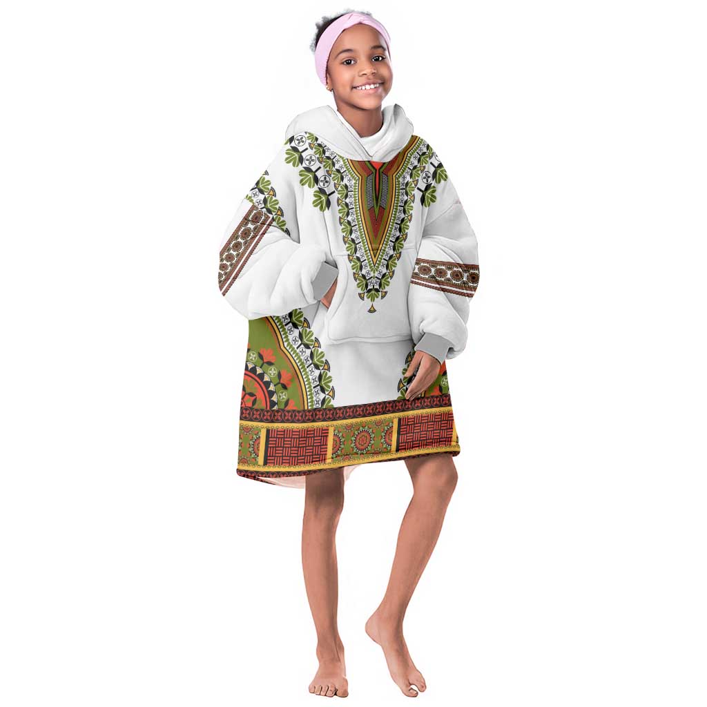 Africa KId Wearable Blanket Hoodie African Dashiki Royal Gold Version