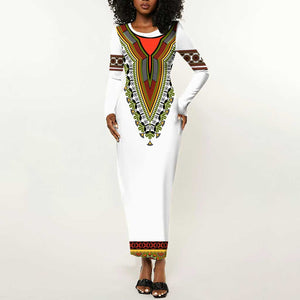 Africa Long Sleeve Bodycon Dress African Dashiki Royal Gold Version LT14