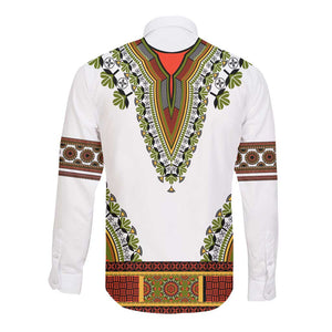 Africa Long Sleeve Button Shirt African Dashiki Royal Gold Version