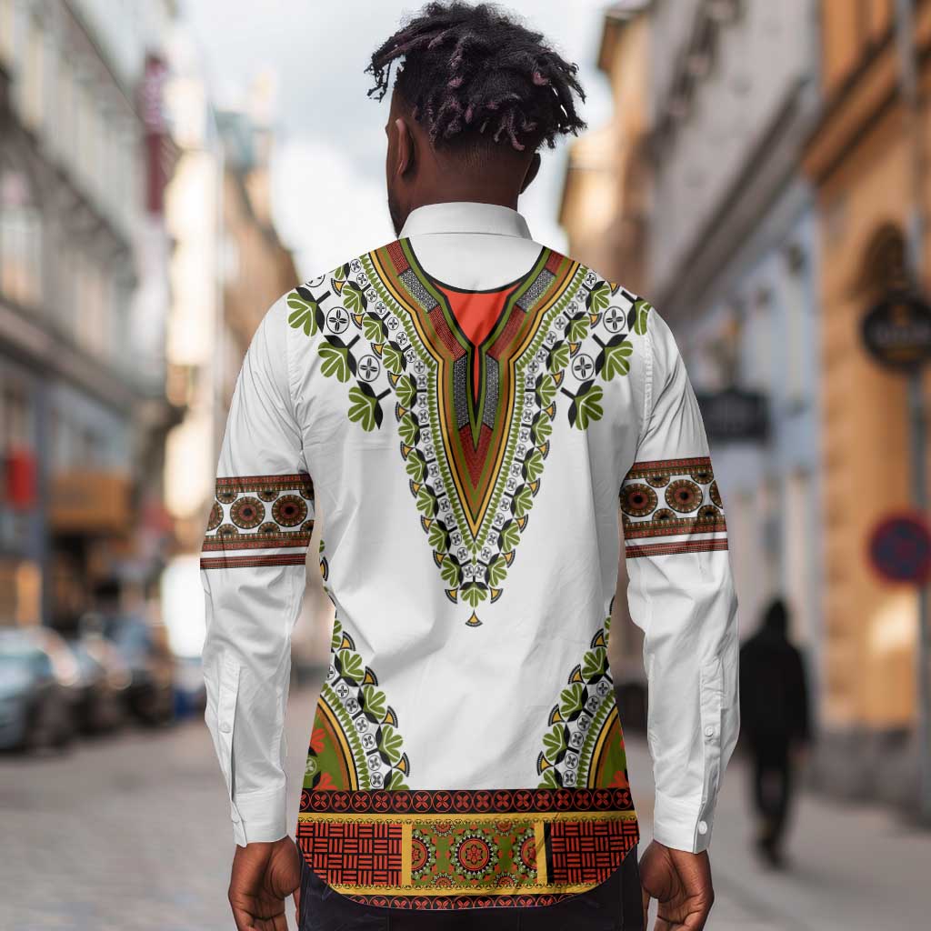 Africa Long Sleeve Button Shirt African Dashiki Royal Gold Version