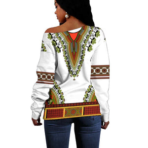 Africa Off Shoulder Sweater African Dashiki Royal Gold Version