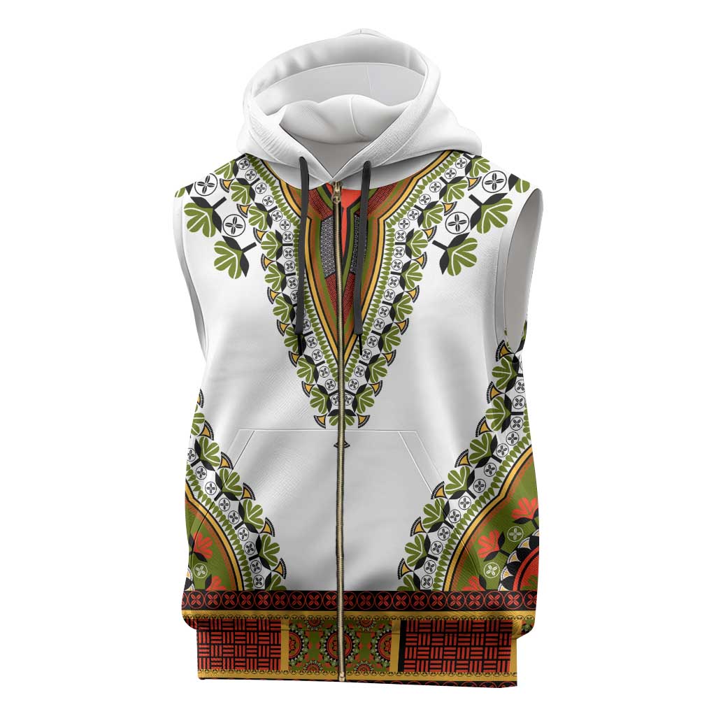 Africa Sleeveless Zip Hoodie African Dashiki Royal Gold Version - African Pride