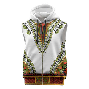 Africa Sleeveless Zip Hoodie African Dashiki Royal Gold Version - African Pride