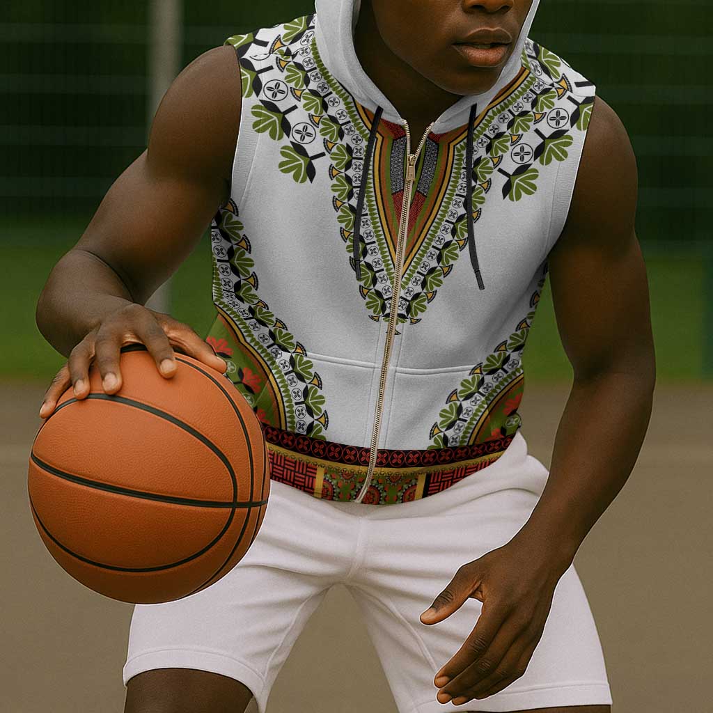 Africa Sleeveless Zip Hoodie African Dashiki Royal Gold Version - African Pride