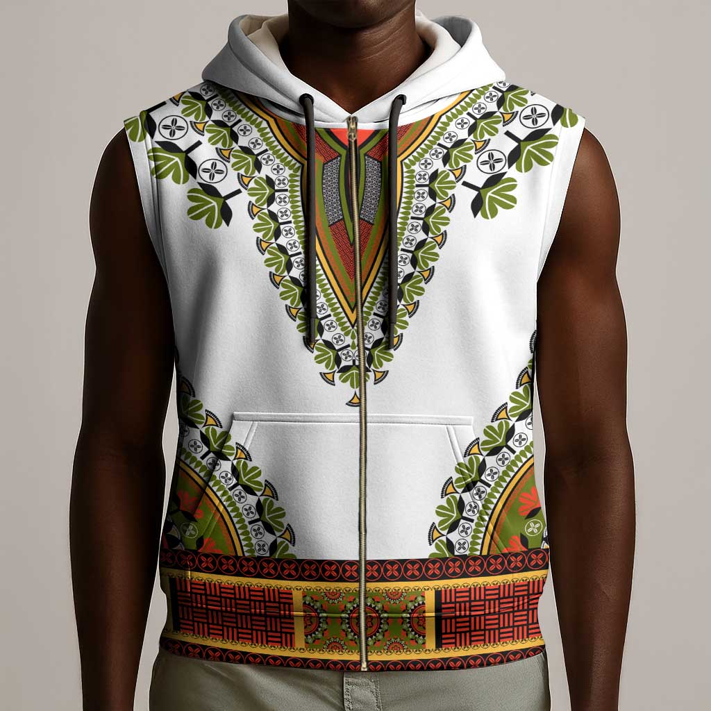 Africa Sleeveless Zip Hoodie African Dashiki Royal Gold Version - African Pride
