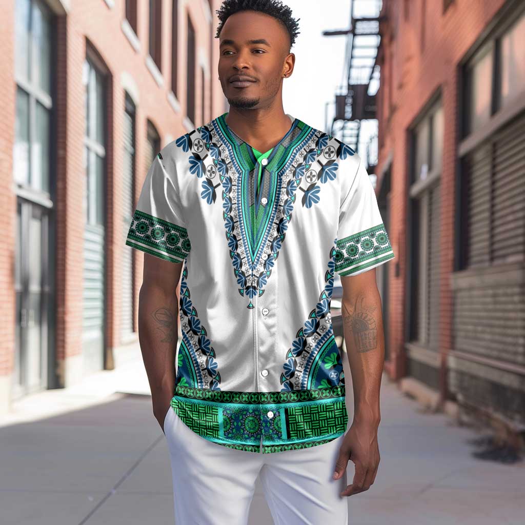 Africa Baseball Jersey African Dashiki Royal Turquoise Version
