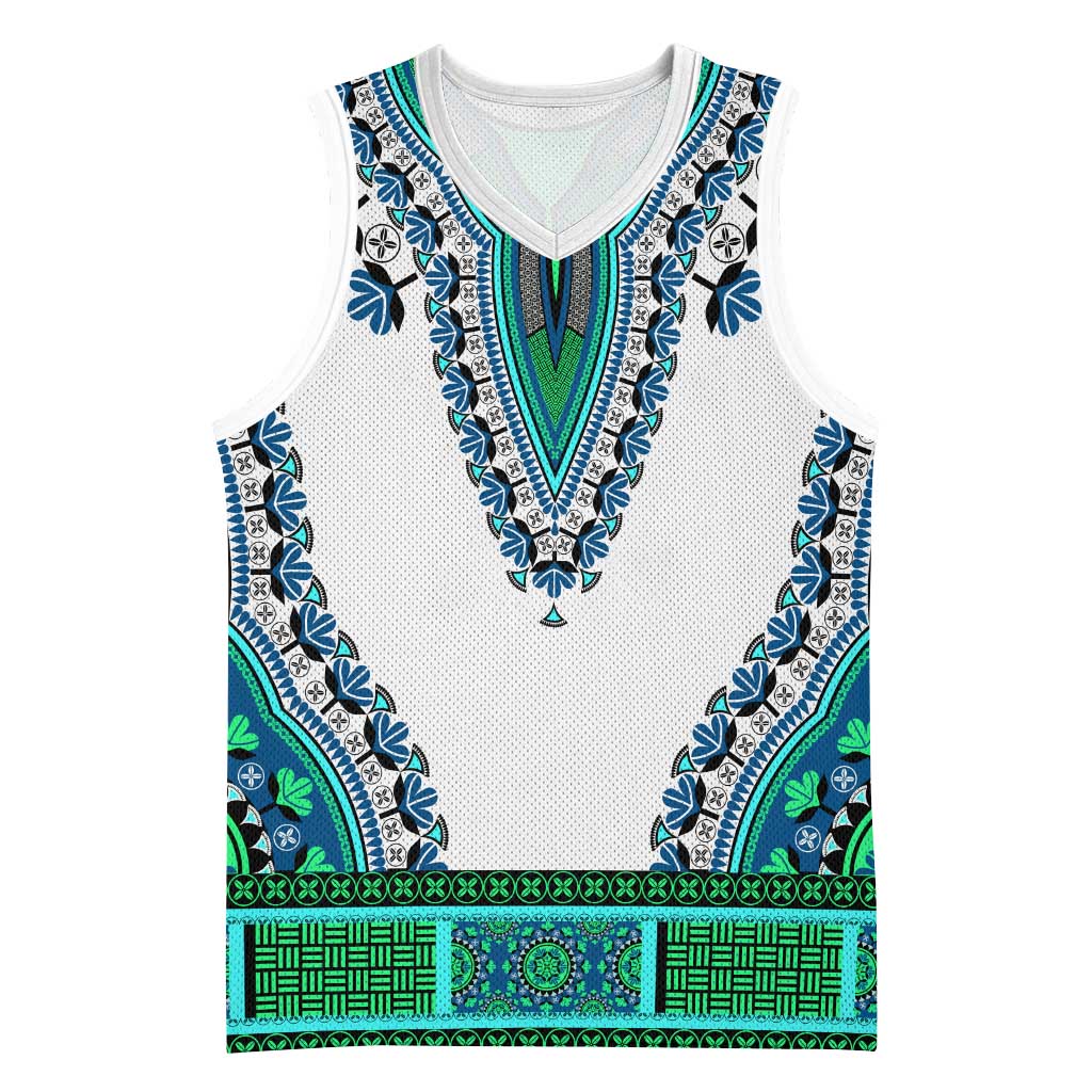 Africa Basketball Jersey African Dashiki Royal Turquoise Version - African Pride