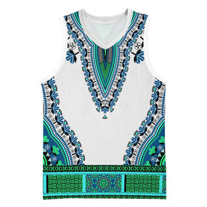 Africa Basketball Jersey African Dashiki Royal Turquoise Version - African Pride