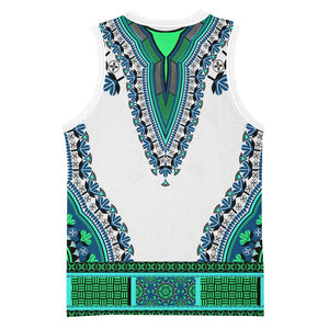 Africa Basketball Jersey African Dashiki Royal Turquoise Version - African Pride