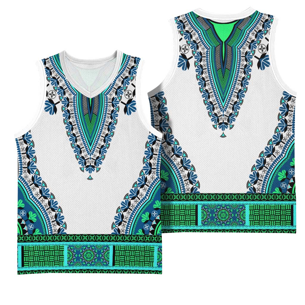 Africa Basketball Jersey African Dashiki Royal Turquoise Version - African Pride