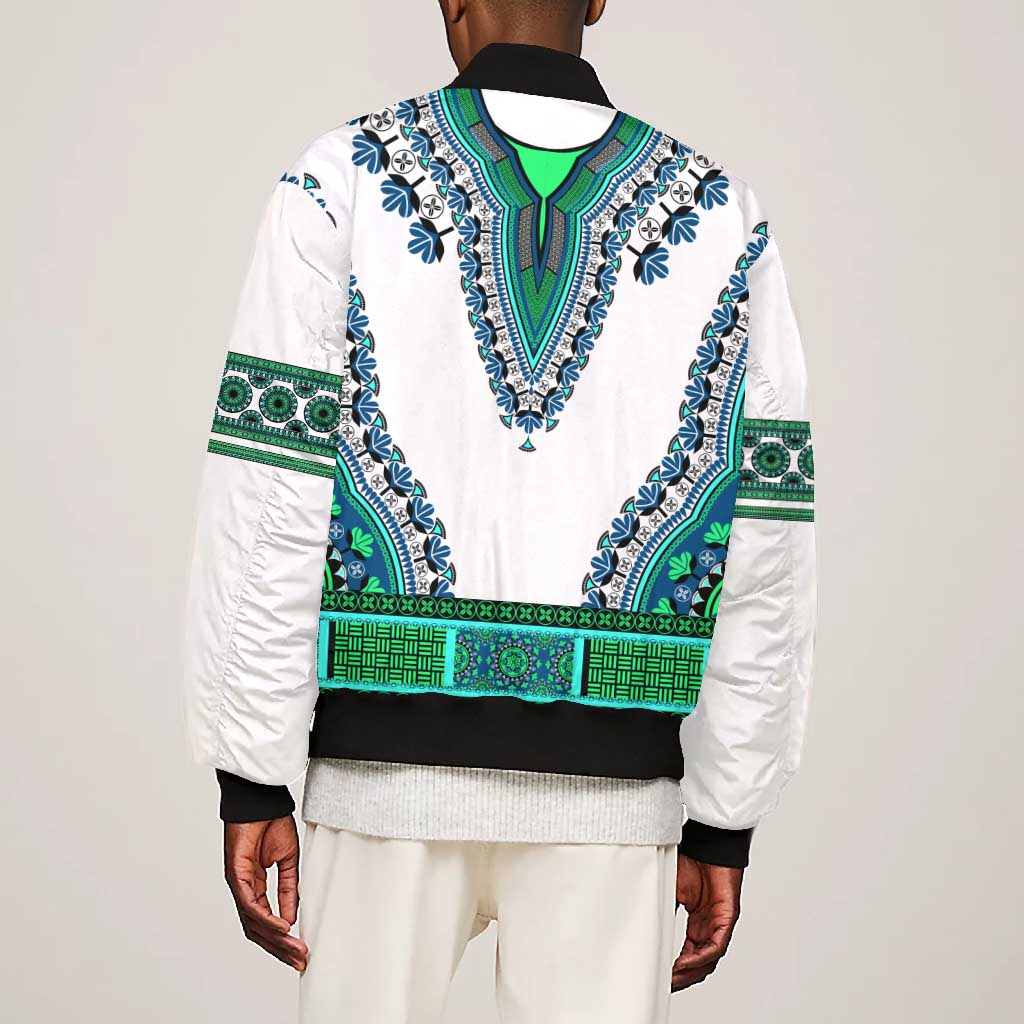 Africa Bomber Jacket African Dashiki Royal Turquoise Version