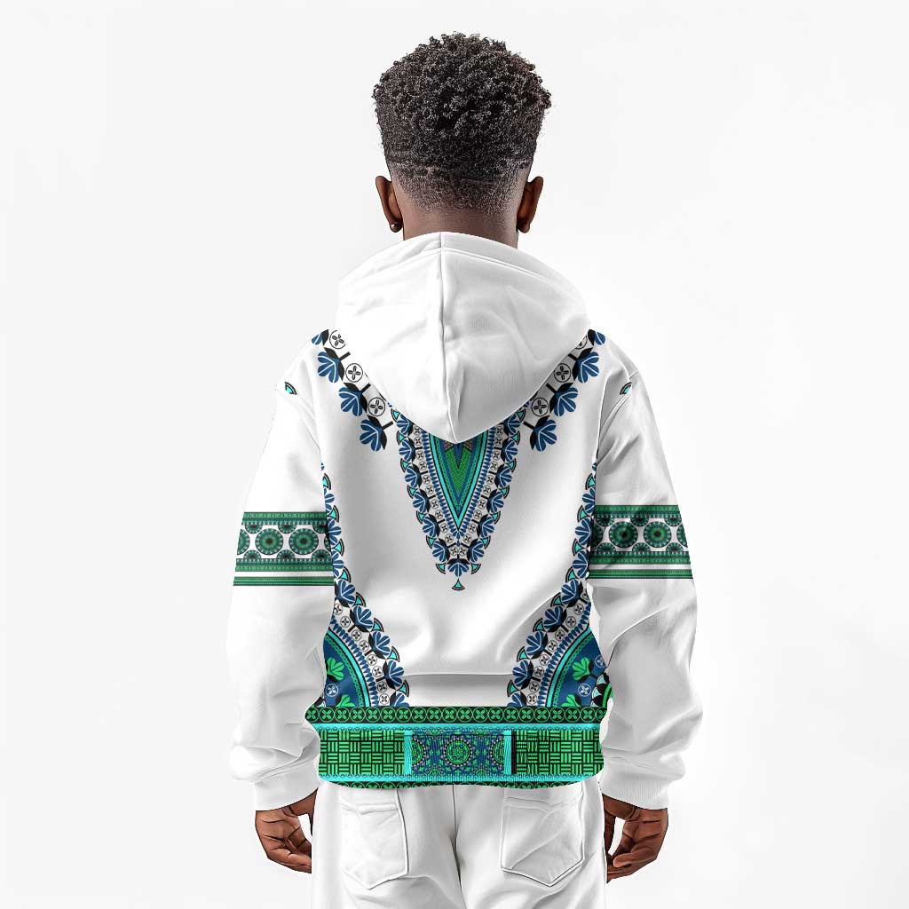 Africa Kid Hoodie African Dashiki Royal Turquoise Version