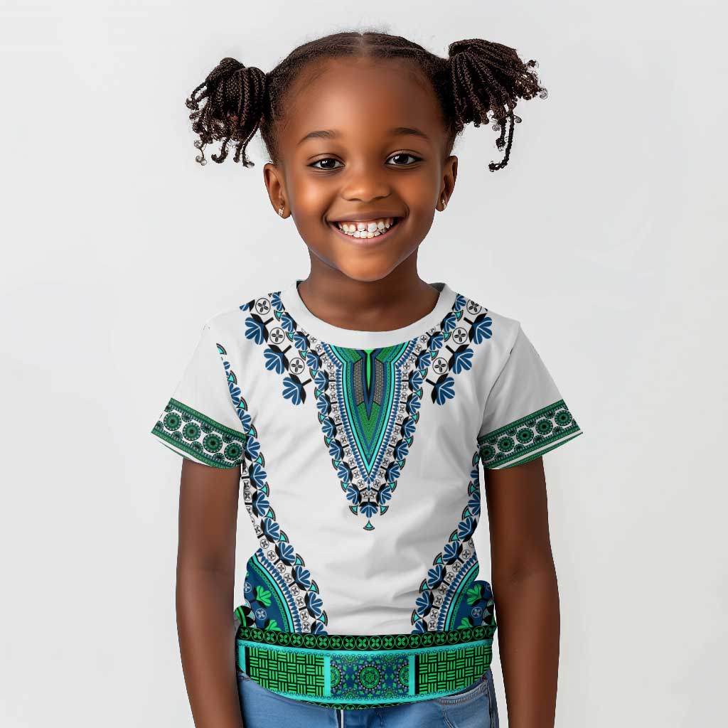 Africa Kid T shirt African Dashiki Royal Turquoise Version