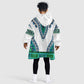 Africa KId Wearable Blanket Hoodie African Dashiki Royal Turquoise Version