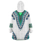 Africa KId Wearable Blanket Hoodie African Dashiki Royal Turquoise Version