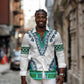 Africa Long Sleeve Button Shirt African Dashiki Royal Turquoise Version