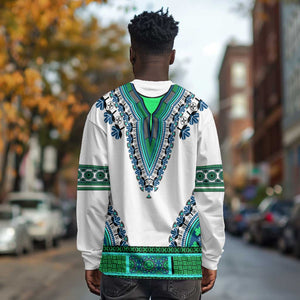 Africa Long Sleeve Shirt African Dashiki Royal Turquoise Version LT14