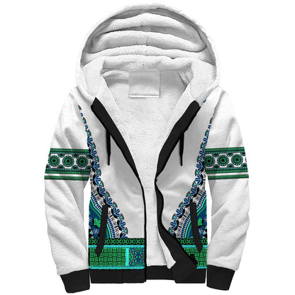 Africa Sherpa Hoodie African Dashiki Royal Turquoise Version