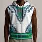 Africa Sleeveless Zip Hoodie African Dashiki Royal Turquoise Version - African Pride