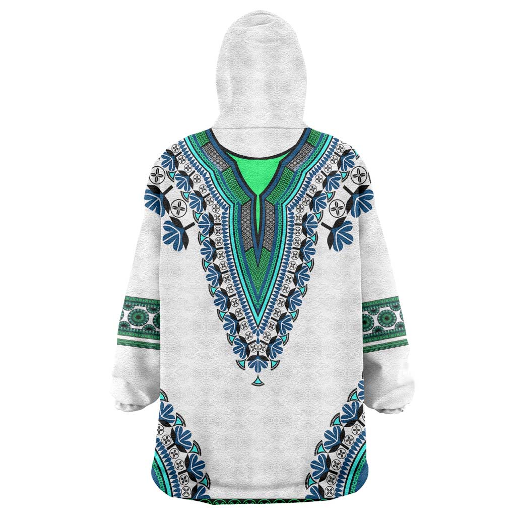 Africa Wearable Blanket Hoodie African Dashiki Royal Turquoise Version