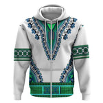 Africa Zip Hoodie African Dashiki Royal Turquoise Version