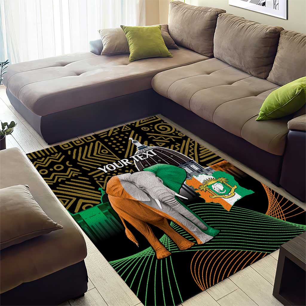 Personalized Cote dIvoire Independence Day Area Rug Ivory Coast Elephant African Pattern
